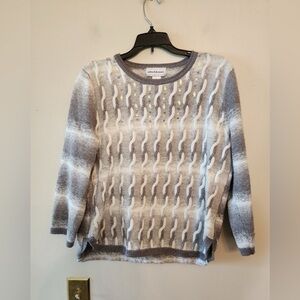 Alfred Dunner grey and white striped sweater size large
